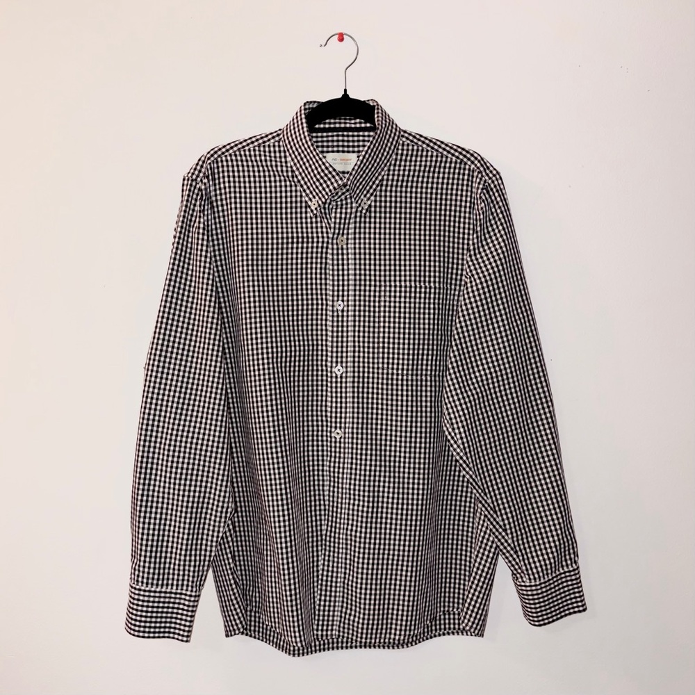 Men's Black and White Gingham Shirt